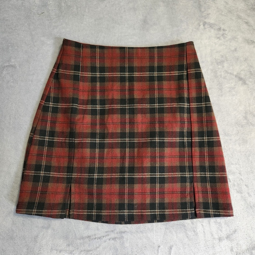 John Galt Brandy Melville Red Plaid Cara Skirt Dark Academia Mini Skirt S M